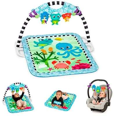 Image of Baby Einstein Neptune&#039;s Discovery Reef, 3 in 1, Play Gym &amp; Take Along Toy Bar, 65+ melodies and songs, 4 modes of fun, Newborn