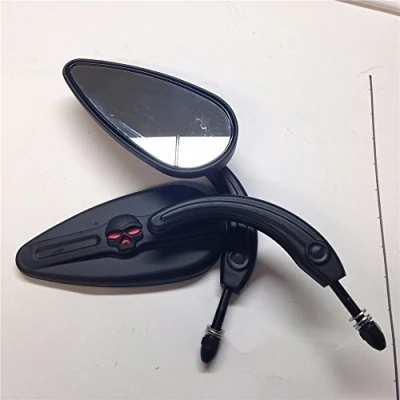Image of SMT Black Aluminum Teardrop Shape Skull Zombie Emblem Mirrors Compatible With Harley Sportster Dyna Touring Wide Glide EFI FXDWGI [B07FMJK2RB]