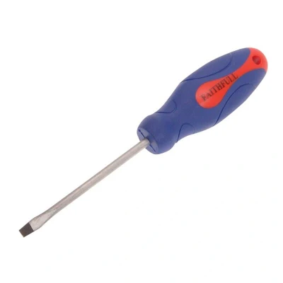 Image of Faithfull FAISDF75 Soft Grip Screwdriver Flared 4mm x 75mm, Black