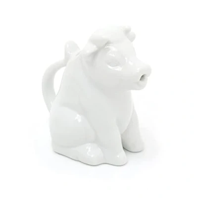 Image of White Porcelain Cow Creamer Jug Mini Milk Miniature Cream Small Sauce Individual Serving