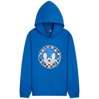 Image of SONIC THE HEDGEHOG Boys Hoodie, Reversible Sequin Hooded Sweatshirt Gifts (Blue 9 10 Years)