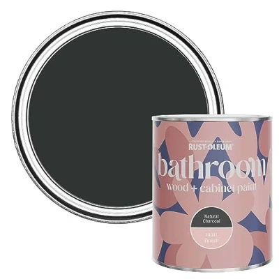 Image of Rust Oleum Black Moisture Resistant Bathroom Wood and Cabinet Paint in Matt Finish Natural Charcoal (Black) 750ml