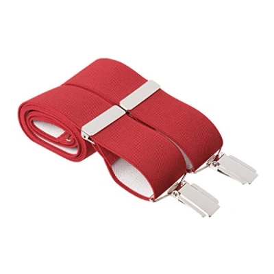 Image of Gents Shop XL Red Braces for Trousers Suit Trouser Suspenders Plain 35mm Wide Adjustable Strong Silver Clips Extra Long Size 48 Inches (XL Long, Red)