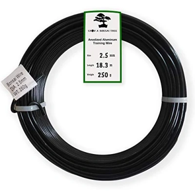 Image of Grow A Bonsai Tree Anodized Aluminium 2.5mm Training Wire 250g Large Roll (60 Feet) Choose Your Size and Color (2.5mm, Black)