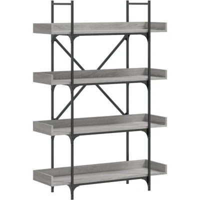 Image of vidaXL Bookcase 4 Tier Grey Sonoma 100x33x145.5 cm Engineered Wood