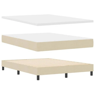 Image of vidaXL Box Spring Bed with Mattress in Cream, 140x200 cm, Fabric