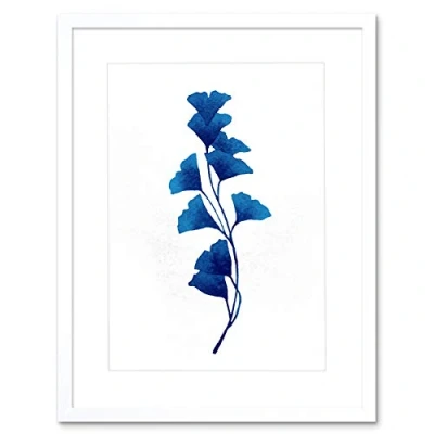 Image of Wee Blue Coo Navy Watercolour Flowers Artwork Framed Wall Art Print 12X16 Inch