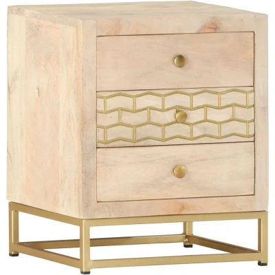 Image of vidaXL Bedside Cabinet Gold 40x30x50 cm Solid Mango Wood