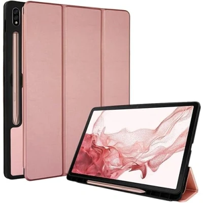 Image of TECHGEAR Smart Case for Samsung Galaxy Tab S9 11&quot; 2023 Release (SM X710 / SM X716) PU Leather Slim Stand Cover with Corner Protection [Auto Wake/Sleep] Soft TPU Holder Rose Gold