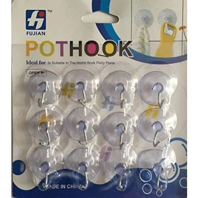 Image of Clear Suction Cup Hooks 22mm 12/Pk (351913)
