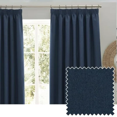 Image of furn. Dawn Blackout Pencil Pleat Curtains Midnight 168 x 183cm