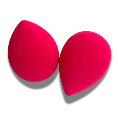 Image of BWOW Makeup Sponge Beauty Blender Set 2PCS Applicator Latex Free &amp; Hypoallergenic For Flawless Foundation, Concealer, Cream Powder. Soft, High Density, Versatile Wet Or Dry Use (Wild Red)