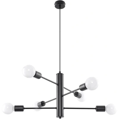 Image of Duomo 6 Light Multi Arm Ceiling Pendant Black, E27