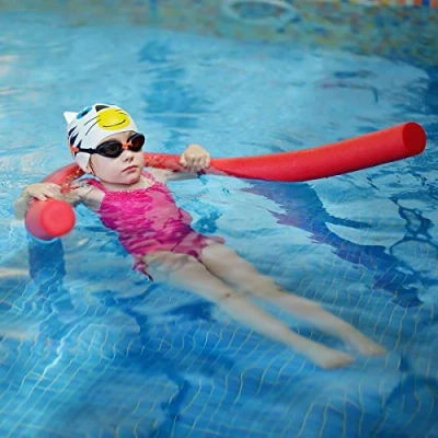 Image of ASAB Swimming Pool Noodle Swim Aid, Aqua Aerobics, Exercise Float Vertical Flexible, Soft &amp; Durable Foam Support For Kids and Adults (RED)