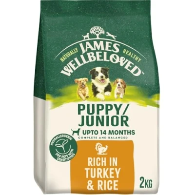 Image of James Wellbeloved Dog Puppy Hypoallergenic Dry Food Turkey and Rice 2 kg