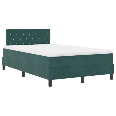 Image of vidaXL Box Spring Bed with Mattress Dark Green 120x200 cm Velvet
