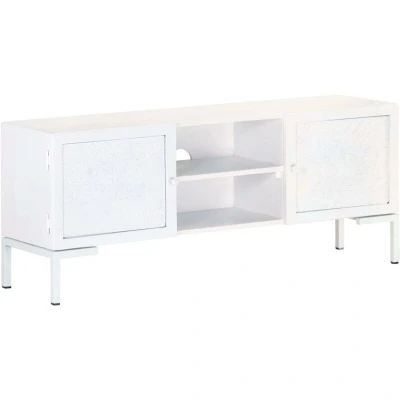 Image of vidaXL TV Cabinet White 115x30x46 cm Solid Mango Wood