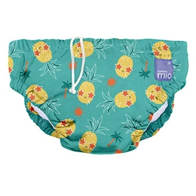 Image of Bambino Mio, Reusable Swim Nappy Pants for Babies and Toddlers, Boys Girls, Pineapple Party, M (6 12 Months)