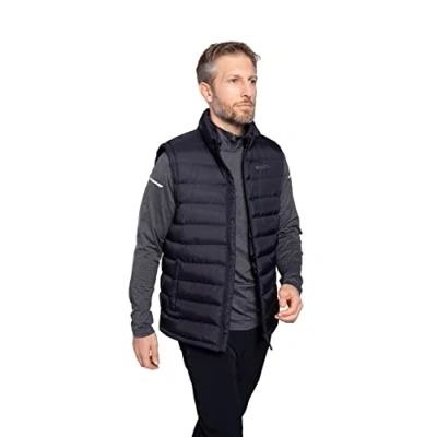 Image of Mountain Warehouse Seasons Mens Padded Gilet Water Resistant Gilet, Body Warmer, Lightweight Jacket, Easy to Store Coat for Spring Summer Travelling, Walking Black XXL