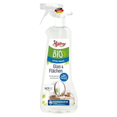Image of Poliboy Bio Glass Cleaner and Surface for Glossy Streak free Cleaning of Mirror Surfaces Vegan Spray Bottle 500 ml Made in Germany