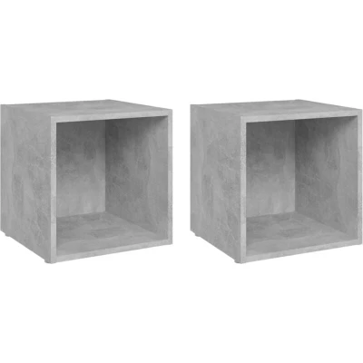 Image of vidaXL TV Cabinets 2 pcs Concrete Grey 37x35x37 cm Engineered Wood