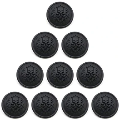 Image of ZoTuoART Metal Buttons with Carved Skull and Crossbone Patterns, Round Sewing Buttons, Replacement for Coats, Suits, Windbreaks Black 21mm/0.8&#039;&#039; 10Pcs