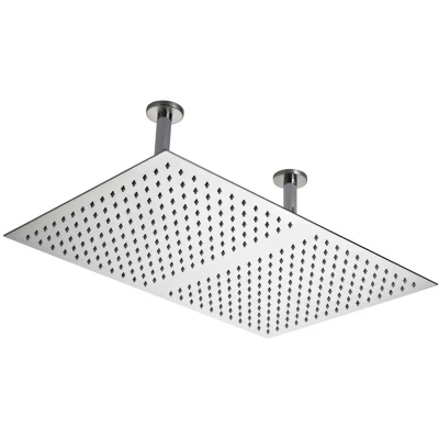 Image of Hudson Reed HEAD66 Modern Bathroom Stainless Steel Rectangular Shower Head with Ceiling Arms, 220mm x 400mm, Chrome, 600mm 400mm
