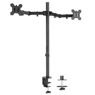 Image of VIVO Dual Monitor STAND up Desk Mount Extra Tall 39 inch Pole, Fully Adjustable for to 27 Screens, Black, V012