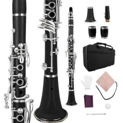 Image of WUQIMUSC Professional Clarinet Ebonite Wood Nickel Plated Keys with Barrels Reed accessories Nice sound Durable case (ckey clarinet)