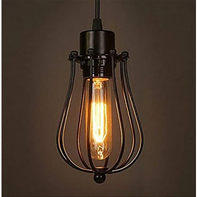 Image of Vintage Cage Small Pendant Hanging Light Fixtures Retro Industrial Ceiling Lamp for Kitchen Living Room