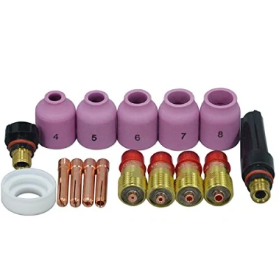 Image of RIVERWELD TIG Stubby Gas Lens 17GL332 10N24S 53N61S Kit Fit DB SR WP 17 18 26 Welding Torch 16pcs