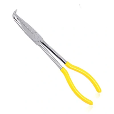 Image of SPEEDWOX Long Reach Needle Nose Pliers 90 Degree 11 Inches Bent Serrated Jaws