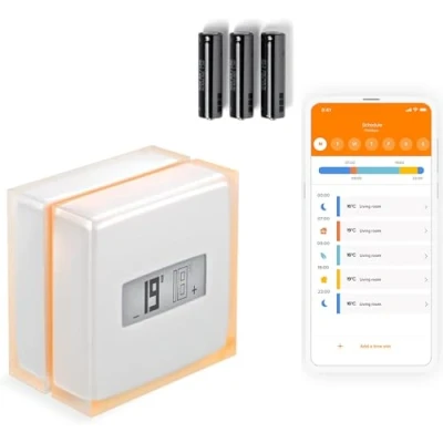 Image of Netatmo Connected and Smart Energy Saving Thermostat Wi Fi Reduce Bills &amp; Control Heating Remotely by App, Compatible with Individual Boilers, NTH01 AMZ