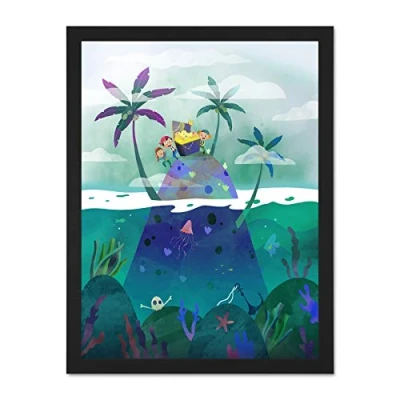 Image of Wee Blue Coo Pirates Treasure Large Framed Art Print Poster Wall Decor 18x24 inch