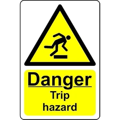 Image of Danger Trip Hazard Safety Sign Self Adhesive Sticker (200mm x 150mm)