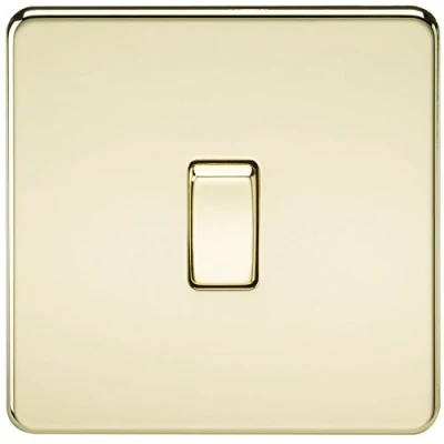Image of KnightsBridge 10A 1G 230V Screwless Polished Brass Intermediate Switch Wall Plate