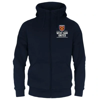 Image of West Ham United FC Official Football Gift Mens Fleece Zip Hoody Navy XL