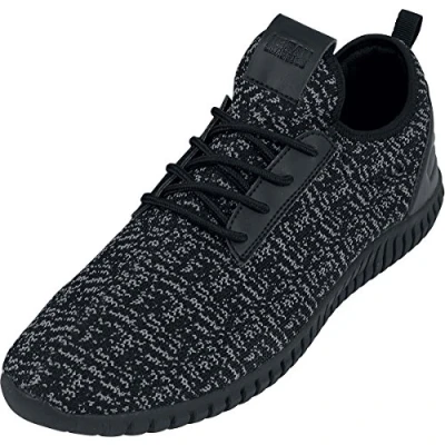 Image of Urban Classics Men&#039;s Knitted Light Runner Shoe Sneaker, Multicoloured Black Grey Black, 5 UK