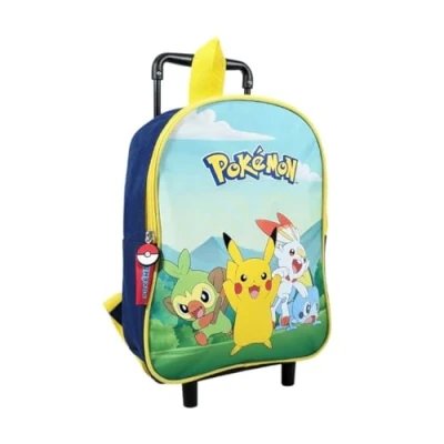 Image of mybagstory Trolley Pokémon Blue Child School Kindergarten Daycare Boy Bag Size 32 cm Adjustable Straps Wheels Gift Idea, Blue, cm, Classic
