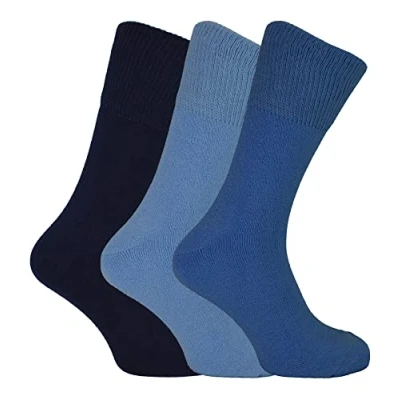 Image of THMO 3 Pairs Bamboo Thermal Socks for Winter Mens &amp; Ladies Sizes Warm Thick (4 8, Blue)
