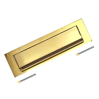 Image of TERF® 250mm X 75mm Traditional Type Victorian Letter Postal Plate Gravity Polished Brass (10&#039;&#039; 3&#039;&#039;) Box Cover including Fixing Screw