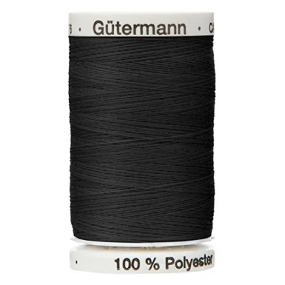 Image of Black Colour 000 Gutermann Top Stitch Sewing Thread Extra Strong Thick Polyester Upholstery Jeans Denim Button (1 x 30 Meter Spools)