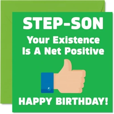Image of Funny Birthday Cards for Step Son Your Existence Joke Happy Card from Dad Mum, Banter Gifts, 145mm x Offensive Greeting