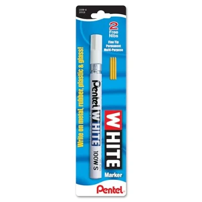 Image of Pentel Permanent Marker, White, Fine Point, 1 Pack (100W S)