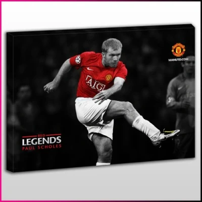 Image of OneBlankWall S354 Manchester United Paul Scholes Kick Framed Ready To Hang Canvas Print, Sport, Pop Street Wall Art, Picture