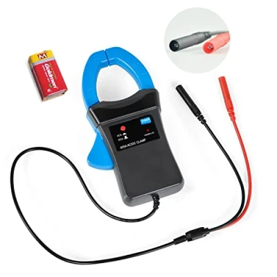 Image of Handheld AC/DC 600A Clamp on Current Probe Amp Adaptor, KE 605A Digital Multimeter Accessory to Work with Automotive Multi Meter Electric Tester