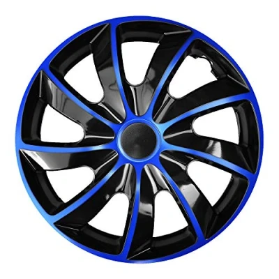 Image of NRM Quad Wheel Trims 16 Inches 4 x Universal Hub Caps Car Vehicle Set of (Blue/Black, Inches)