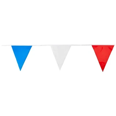 Image of Patriotic Red, White &amp; Blue Flag Banner (9.75 Meters Long) 1 Piece Decorative Party for Indoor/Outdoor Celebrations