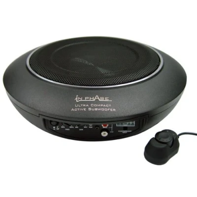 Image of In Phase Car Audio USW10 300W 10&quot; Underseat Ultra Slim Compact Active Subwoofer System, Die Cast Aluminium , Black