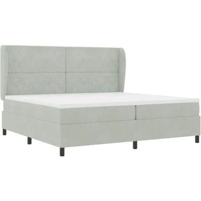 Image of vidaXL Box Spring Bed with Mattress Light grey 200 x cm Velvet